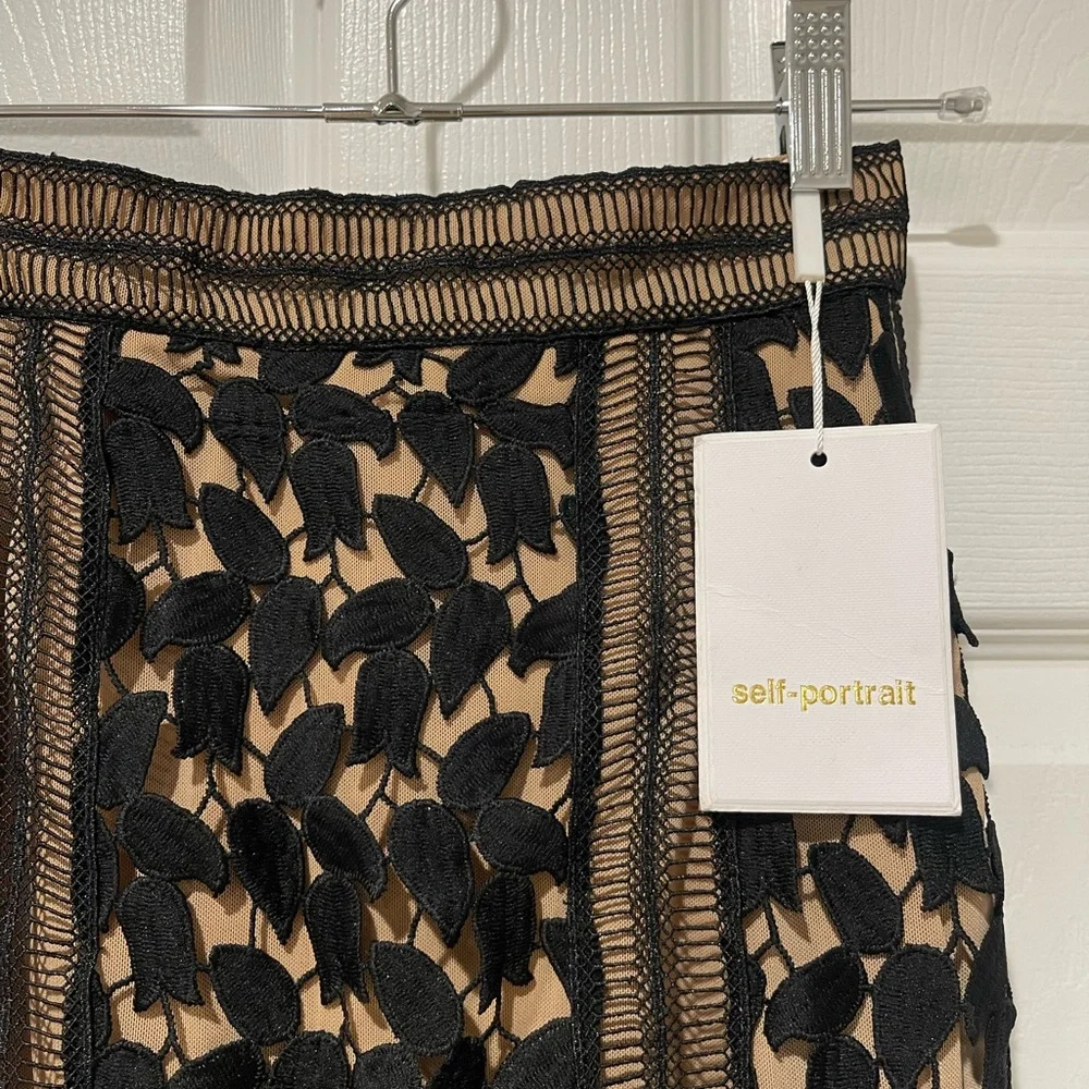 Self-Portrait Black and Brown Lace Midi Skirt - Picture 5 of 6